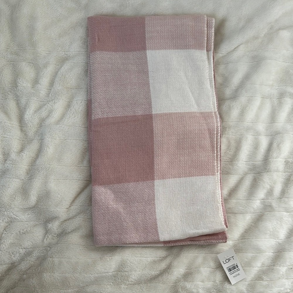 LOFT Blush and Ivory Checkered Scarf